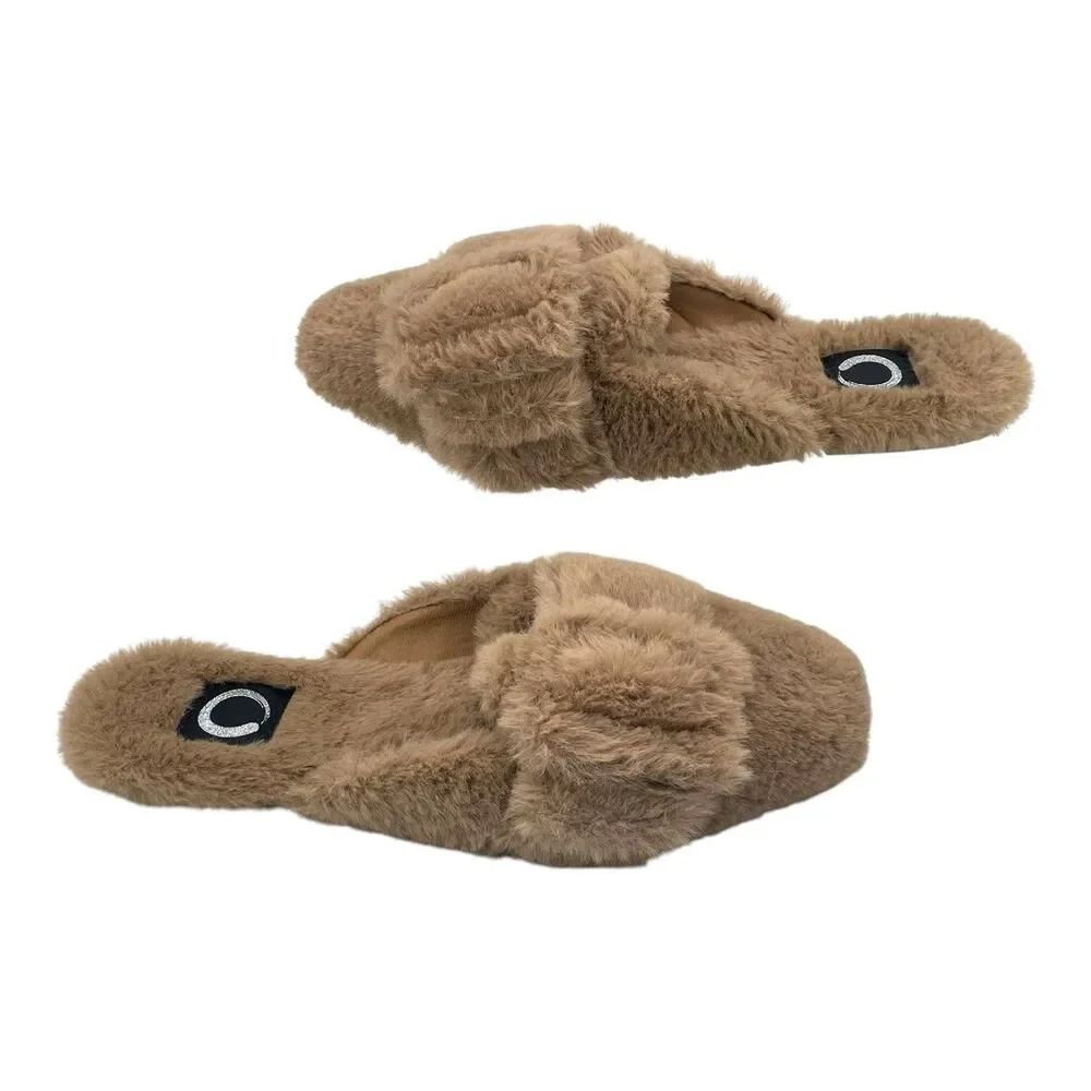 NEW Journee Collection Women's Faux Fur Sereena Slipper Tan Size 8 - Picture 2 of 8